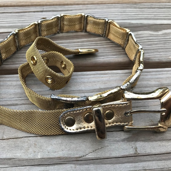 Vintage Donna Katz Women Belt Gold Metal Waistband